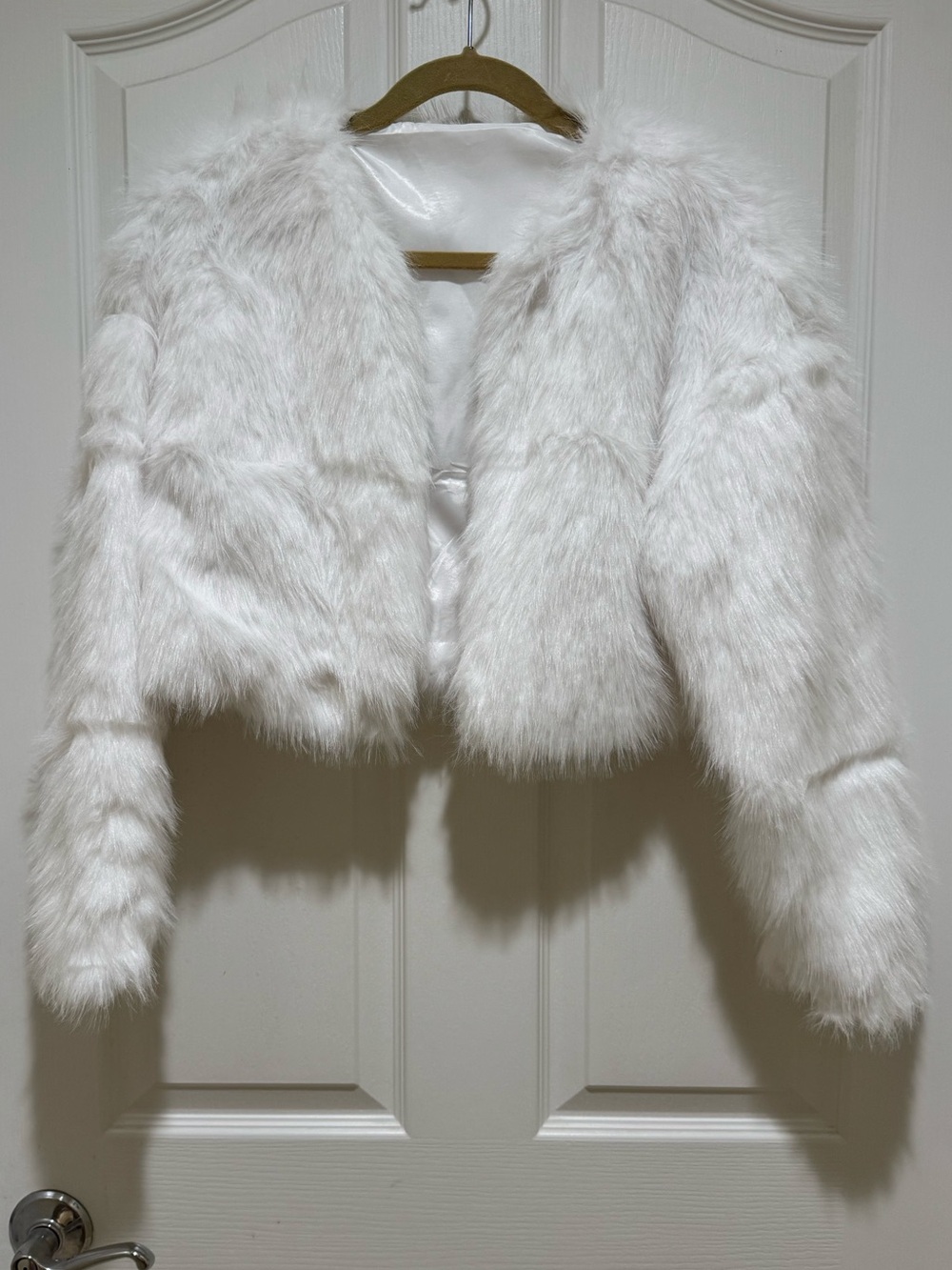 White Faux Fur Crop Jacket - Women Jackets & Coats NWOT